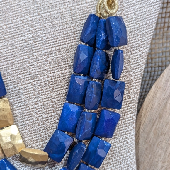 Stella & Dot Bahari Necklace, Gold & Cobalt Blue Layered Statement Necklace - Picture 3 of 8